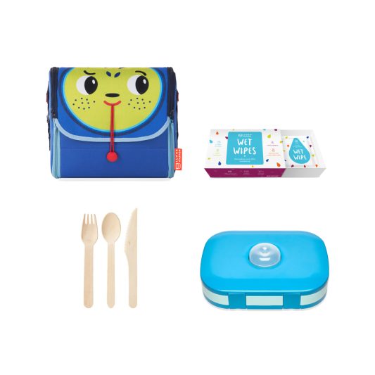 Zestaw lunch box niebieski dla chlopca BILL DETEKTYW z torba lunch munch