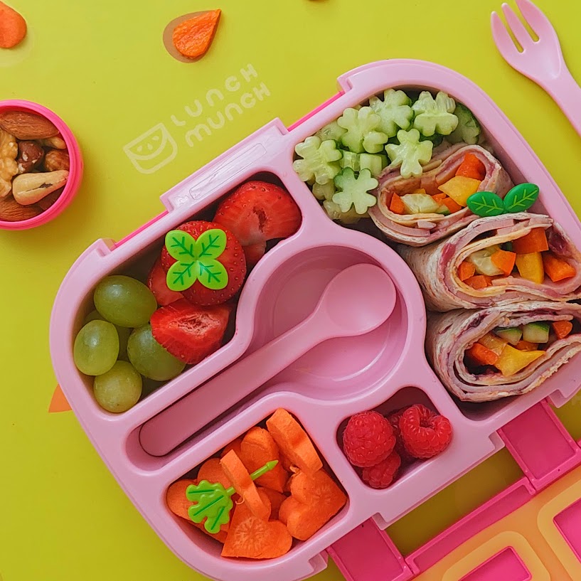 rozowy lunch box do szkoly z przegrodkami