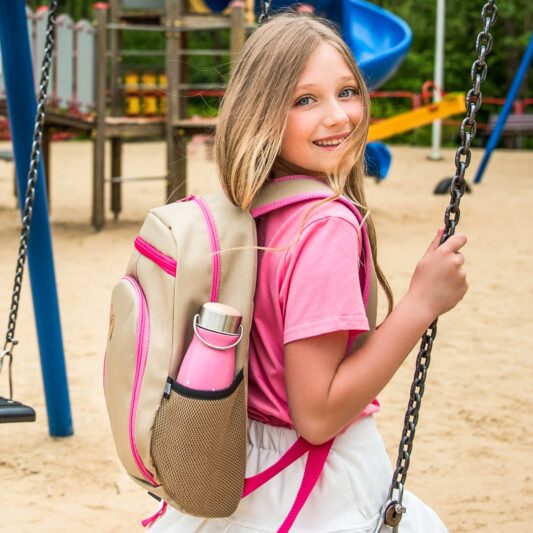 bezowy plecak mlodziezowy PENELOPE z kieszenia termiczna do szkoly