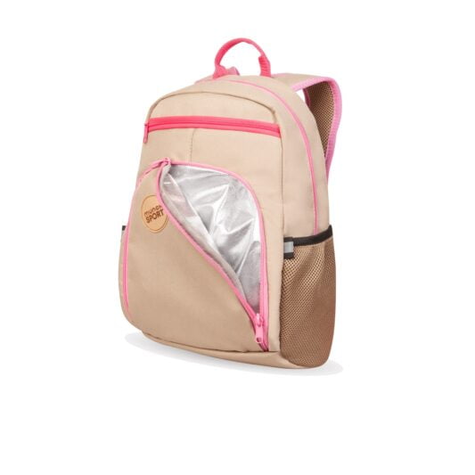 bezowy plecak mlodziezowy PENELOPE z kieszenia termiczna front do szkoly