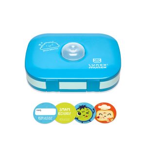 Niebieski lunchbox dla dzieci przegrodkami HELLO BILL! lunch munch